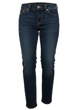 TRUE RELIGION Women's Dark Wash Slim Straight Jeans